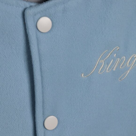 Nova Men Cone Applique Varsity Bomber Button Down Jacket Light Blue Size Xl - Picture 5 of 16